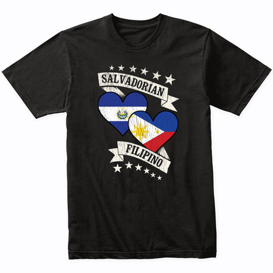 Salvadorian Filipino Heart Flags El Salvador Philippines T-Shirt