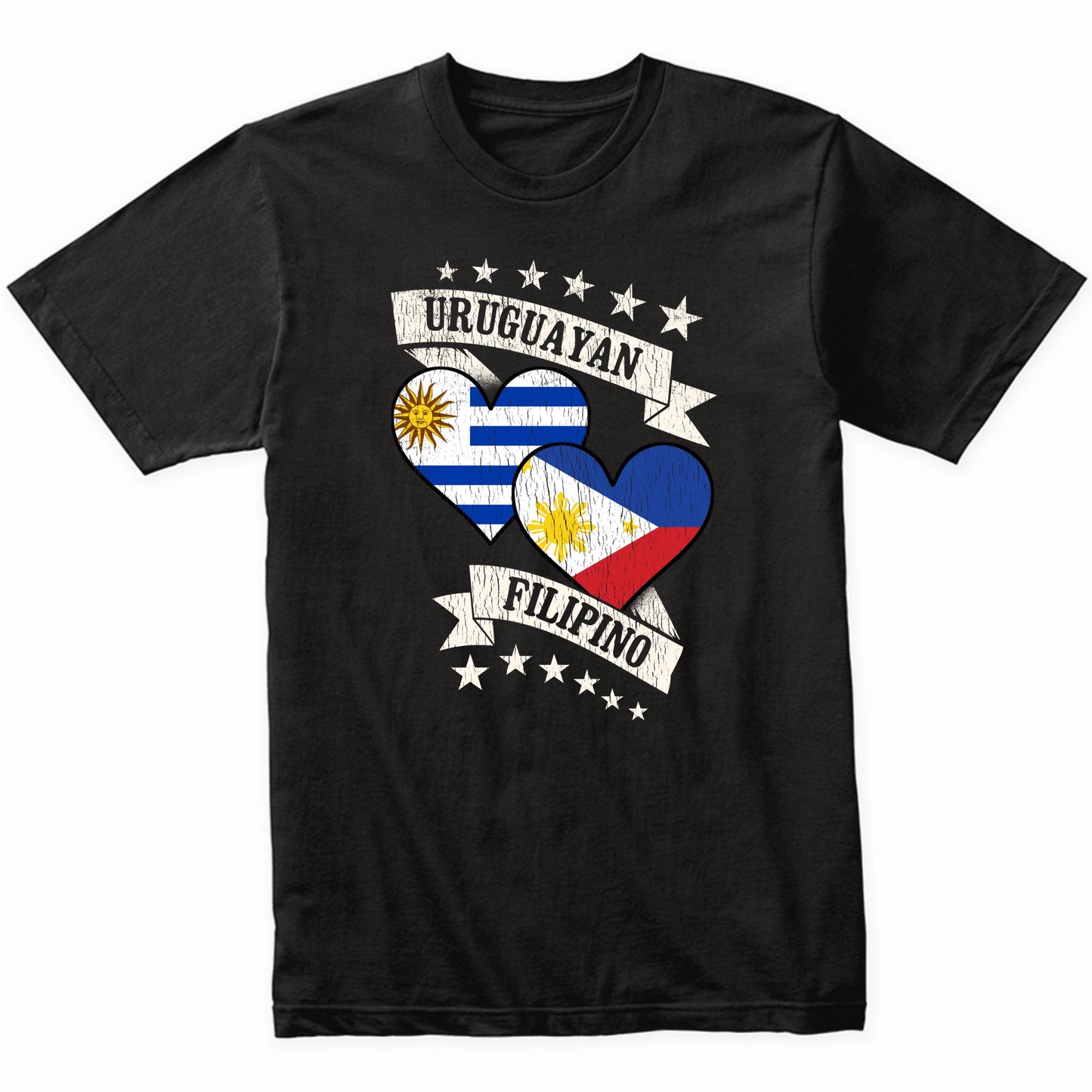 Uruguayan Filipino Heart Flags Uruguay Philippines T-Shirt