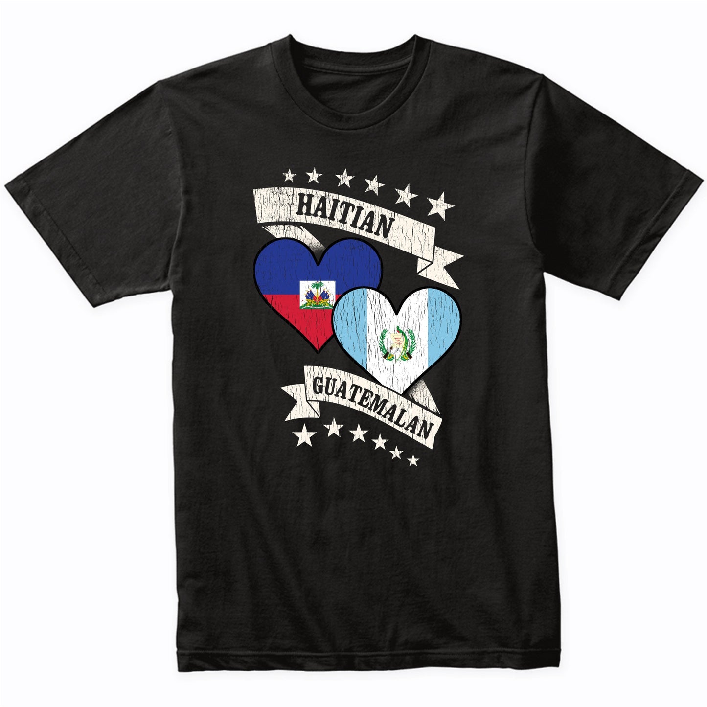 Haitian Guatemalan Heart Flags Haiti Guatemala T-Shirt