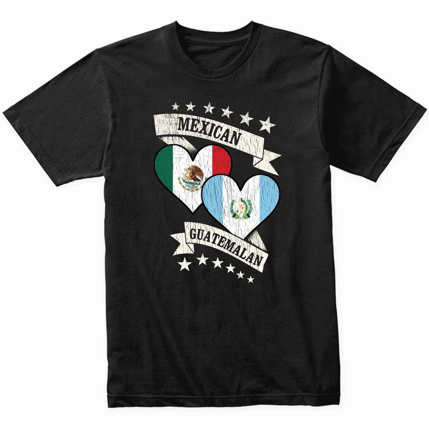 Mexican Guatemalan Heart Flags Mexico Guatemala T-Shirt