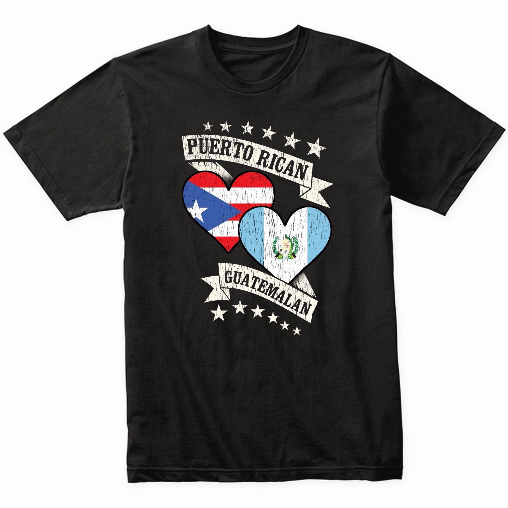 Puerto Rican Guatemalan Heart Flags Puerto Rico Guatemala T-Shirt