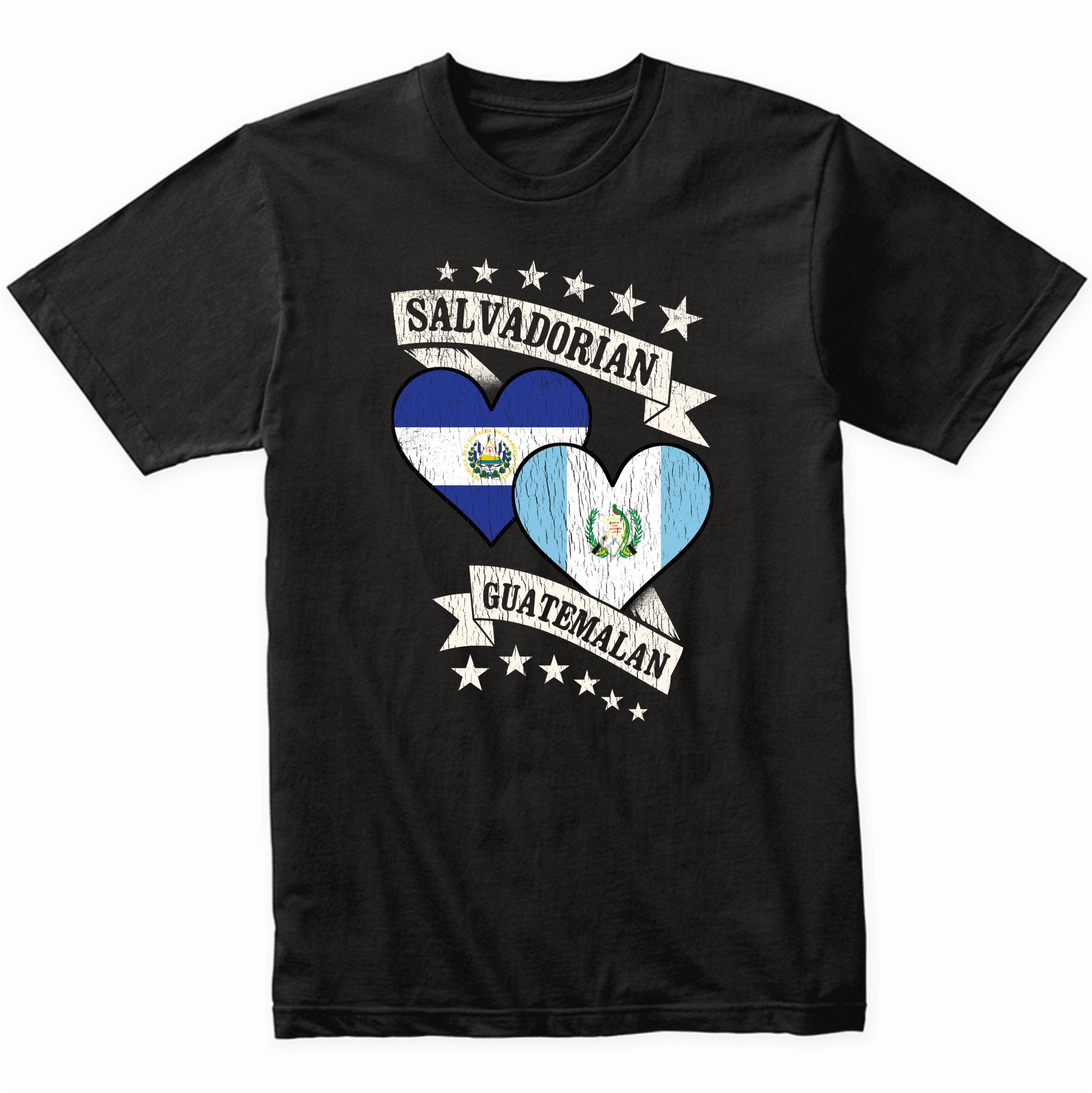Salvadorian Guatemalan Heart Flags El Salvador Guatemala T-Shirt