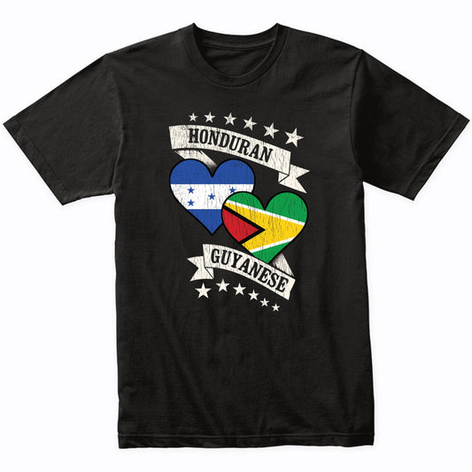 Honduran Guyanese Heart Flags Honduras Guyana T-Shirt