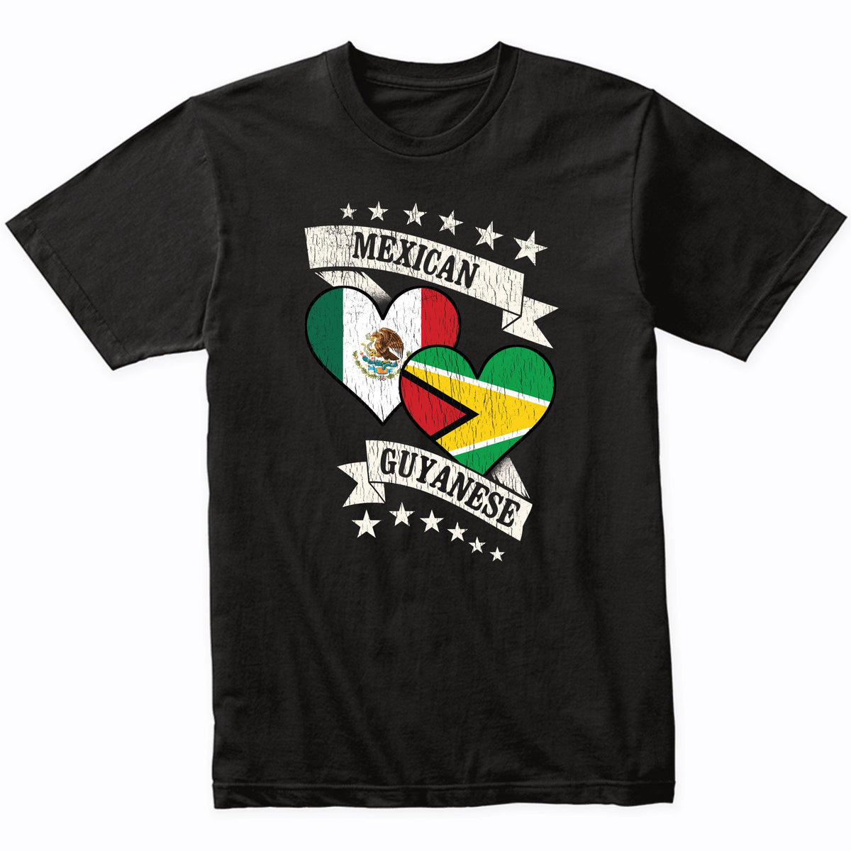 Mexican Guyanese Heart Flags Mexico Guyana T-Shirt