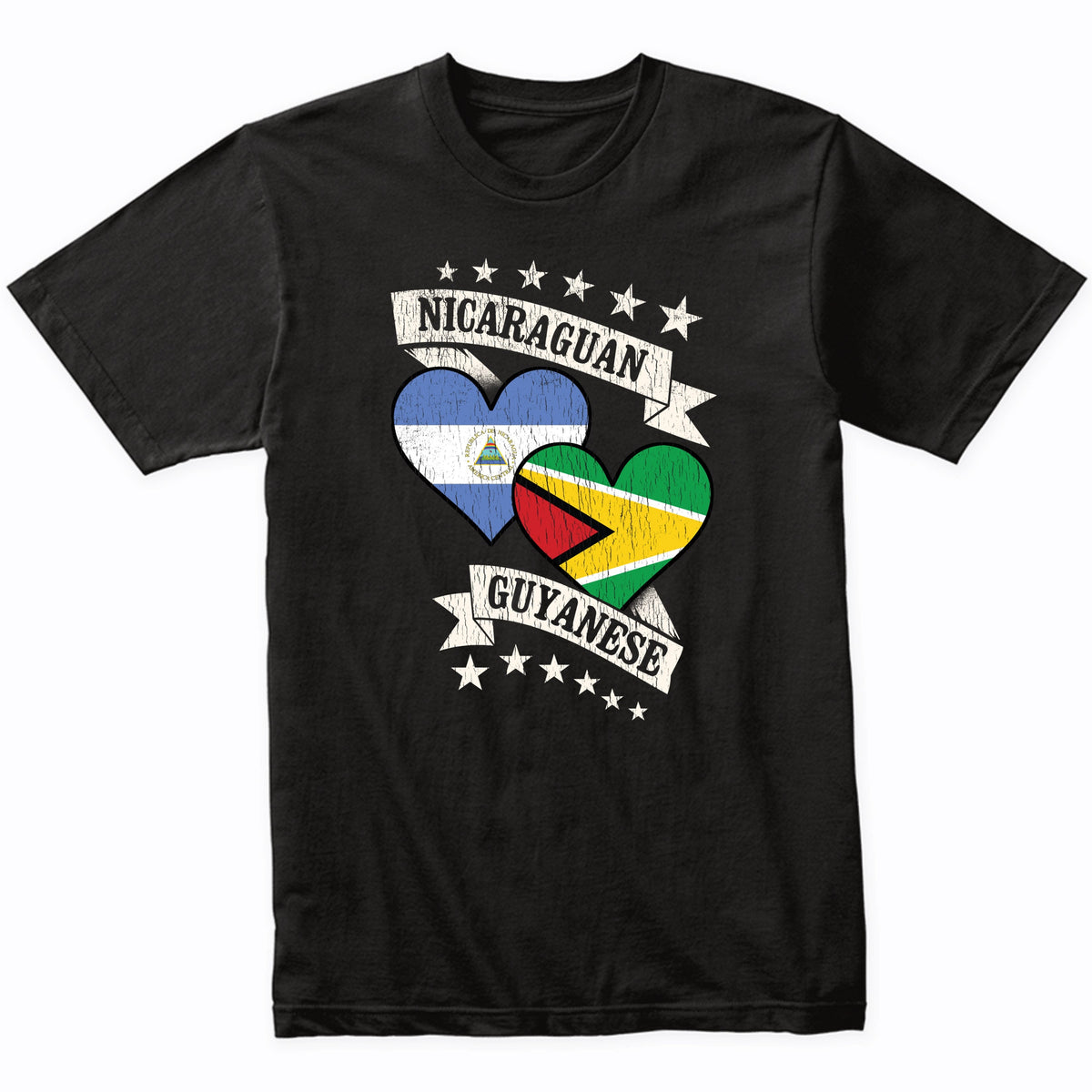 Nicaraguan Guyanese Heart Flags Nicaragua Guyana T-Shirt