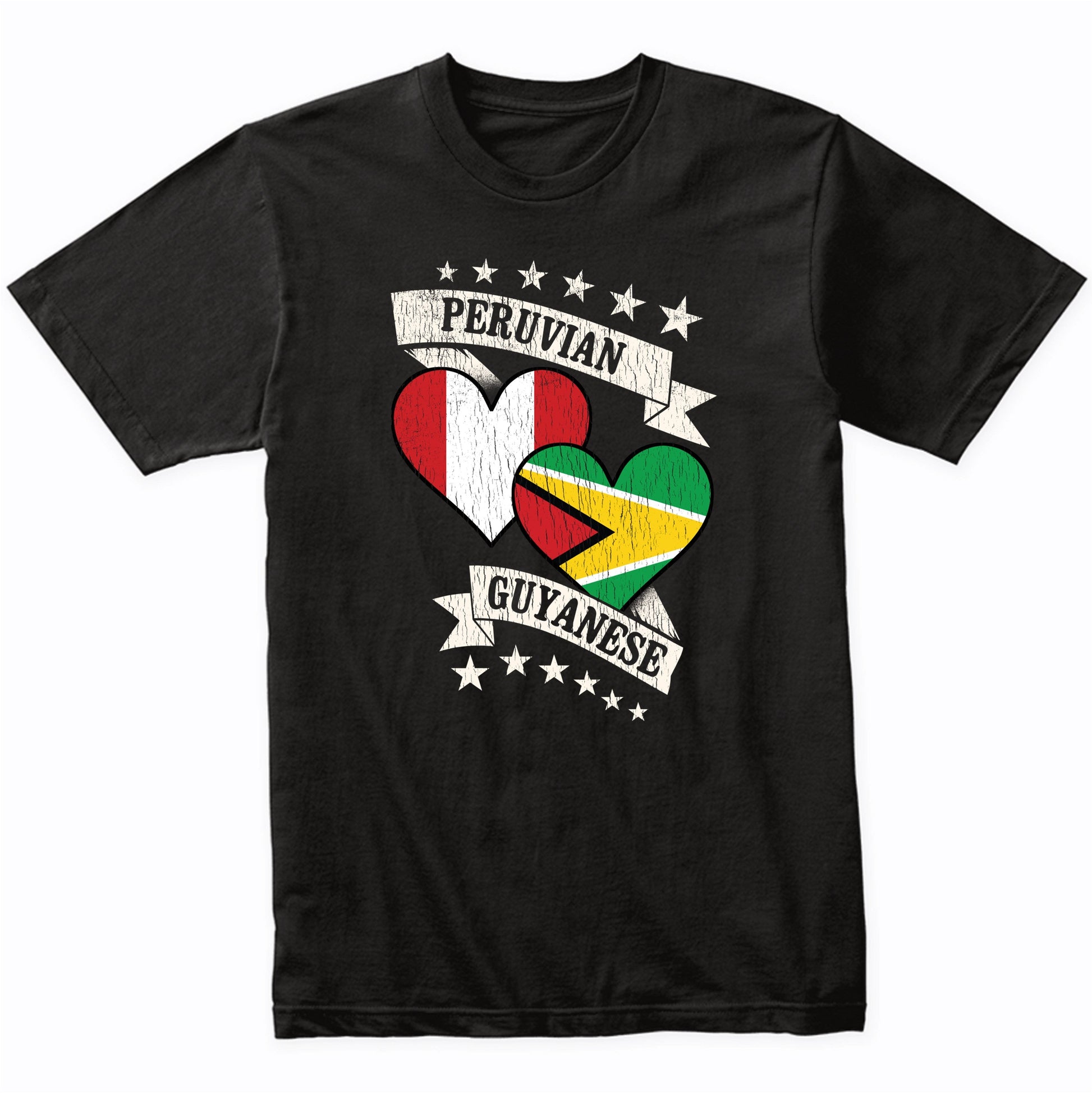 Peruvian Guyanese Heart Flags Peru Guyana T-Shirt