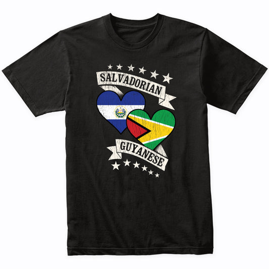 Salvadorian Guyanese Heart Flags El Salvador Guyana T-Shirt