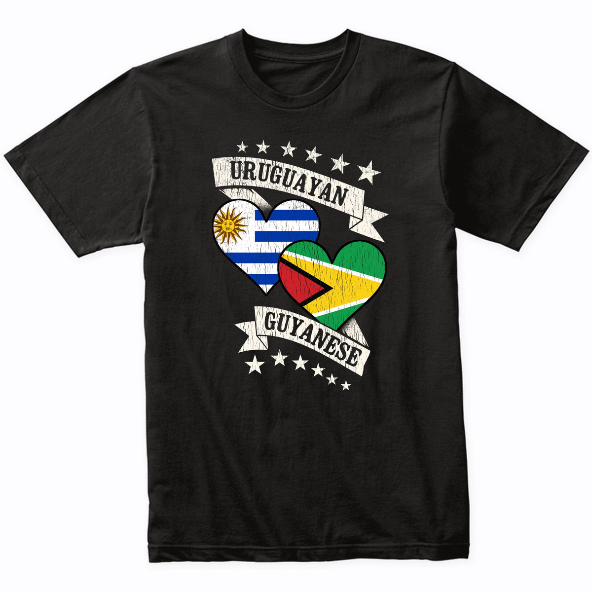 Uruguayan Guyanese Heart Flags Uruguay Guyana T-Shirt