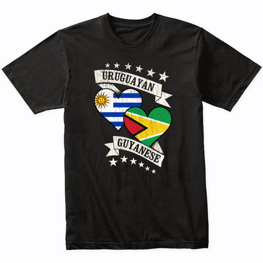 Uruguayan Guyanese Heart Flags Uruguay Guyana T-Shirt