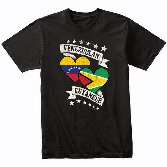 Venezuelan Guyanese Heart Flags Venezuela Guyana T-Shirt