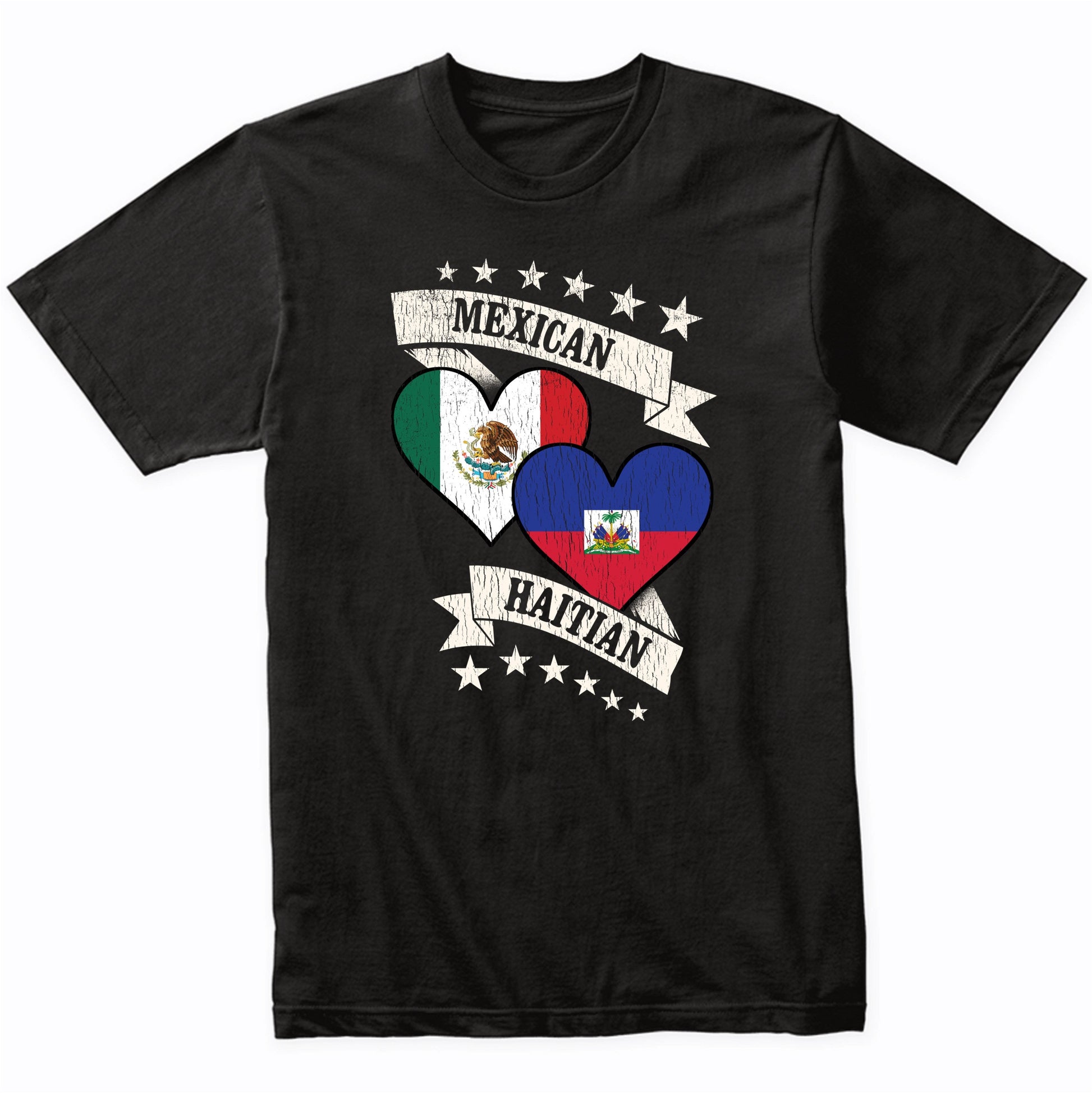 Mexican Haitian Heart Flags Mexico Haiti T-Shirt