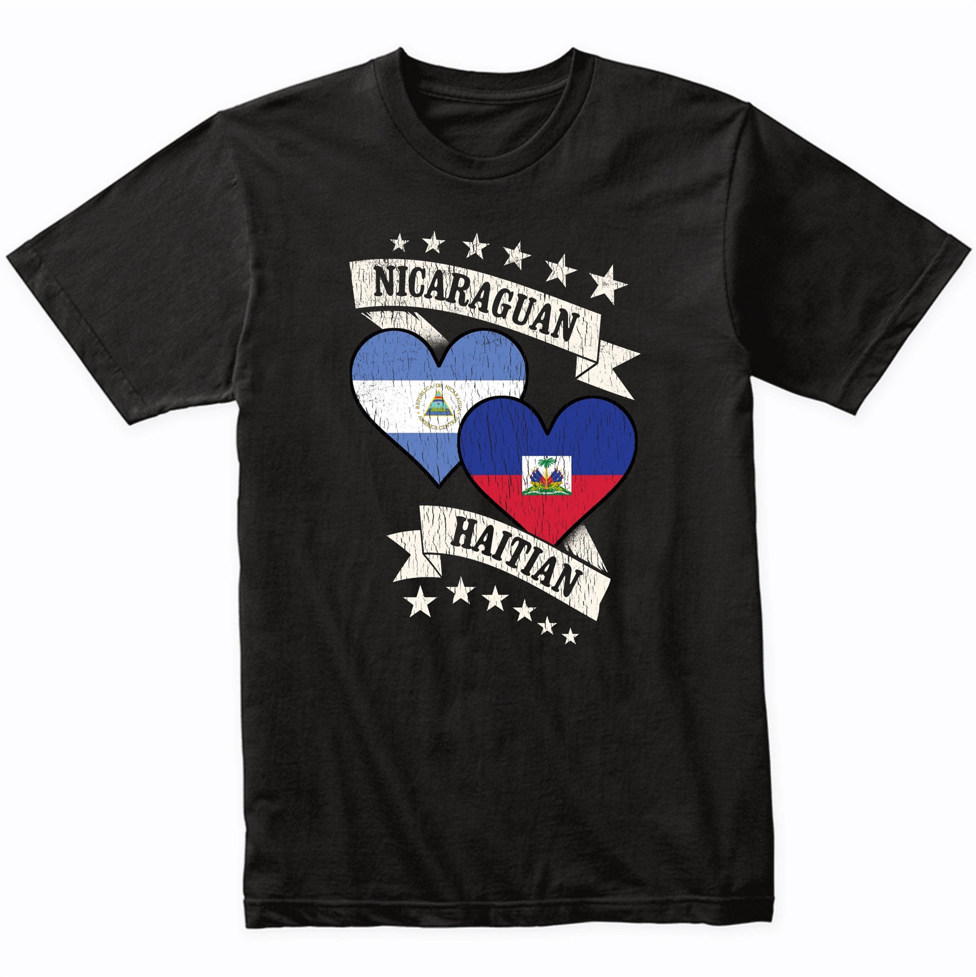 Nicaraguan Haitian Heart Flags Nicaragua Haiti T-Shirt