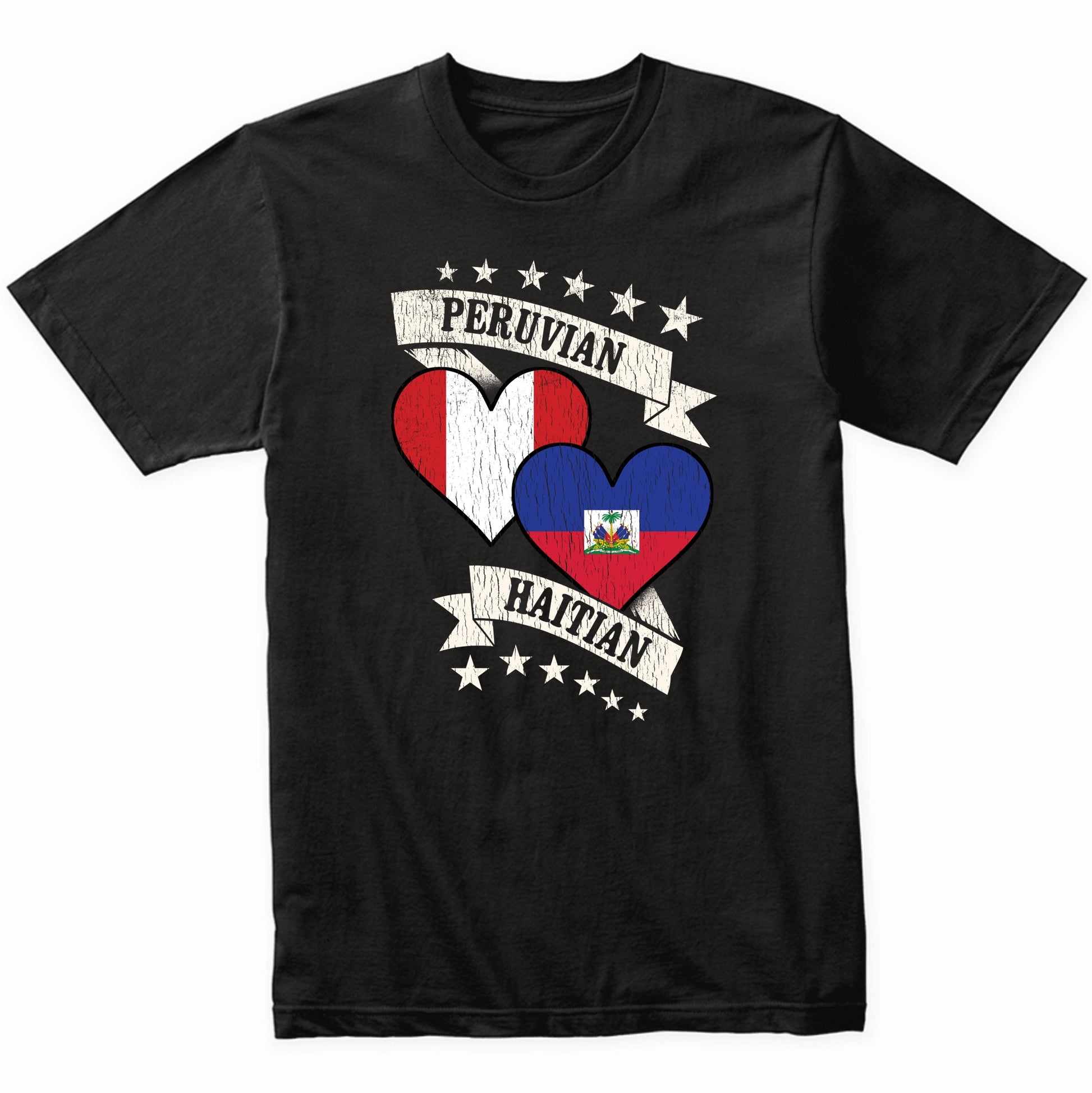 Peruvian Haitian Heart Flags Peru Haiti T-Shirt