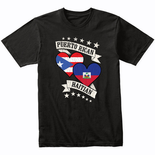Puerto Rican Haitian Heart Flags Puerto Rico Haiti T-Shirt