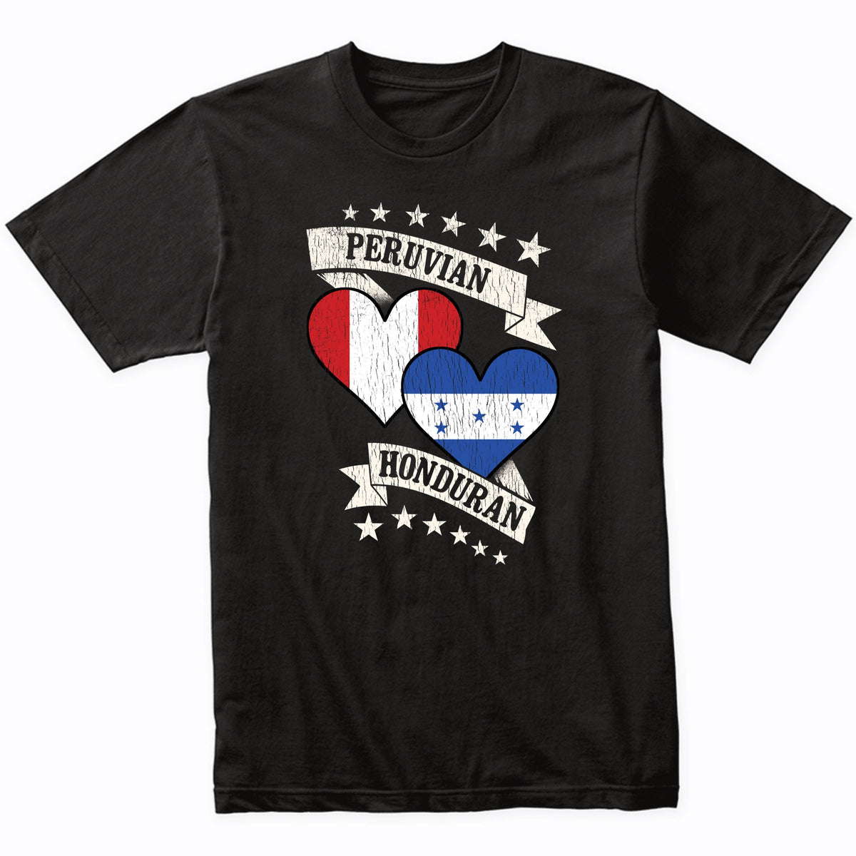 Peruvian Honduran Heart Flags Peru Honduras T-Shirt