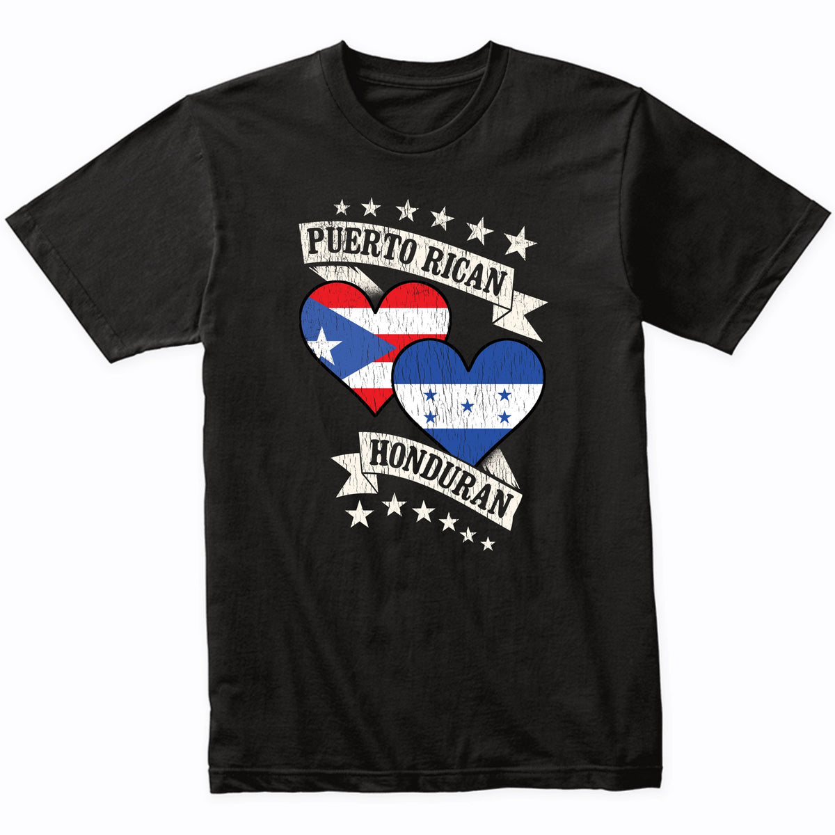 Puerto Rican Honduran Heart Flags Puerto Rico Honduras T-Shirt