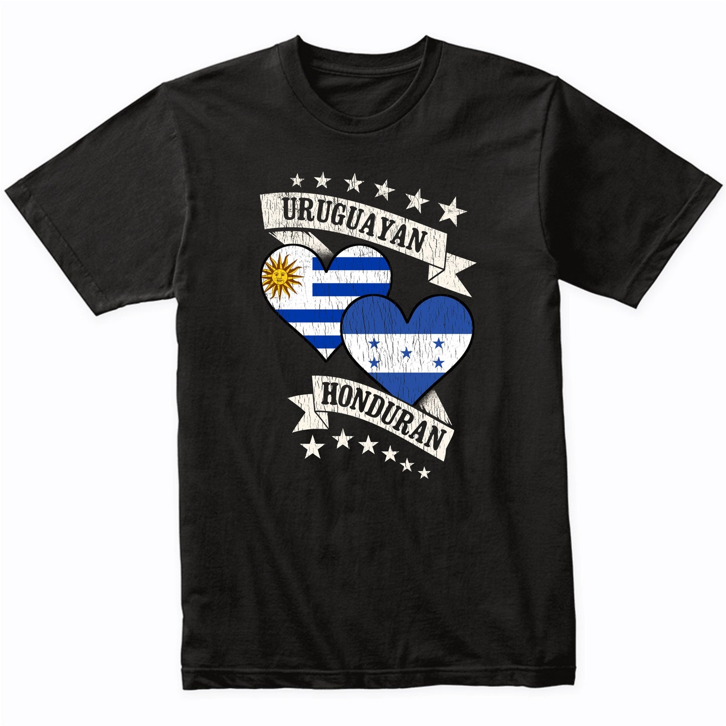 Uruguayan Honduran Heart Flags Uruguay Honduras T-Shirt
