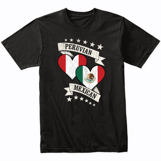 Peruvian Mexican Heart Flags Peru Mexico T-Shirt