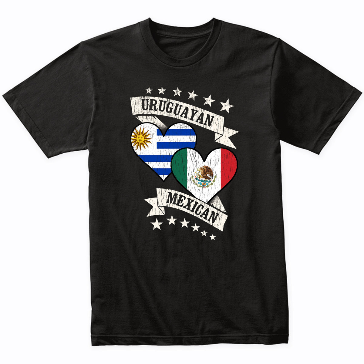 Uruguayan Mexican Heart Flags Uruguay Mexico T-Shirt