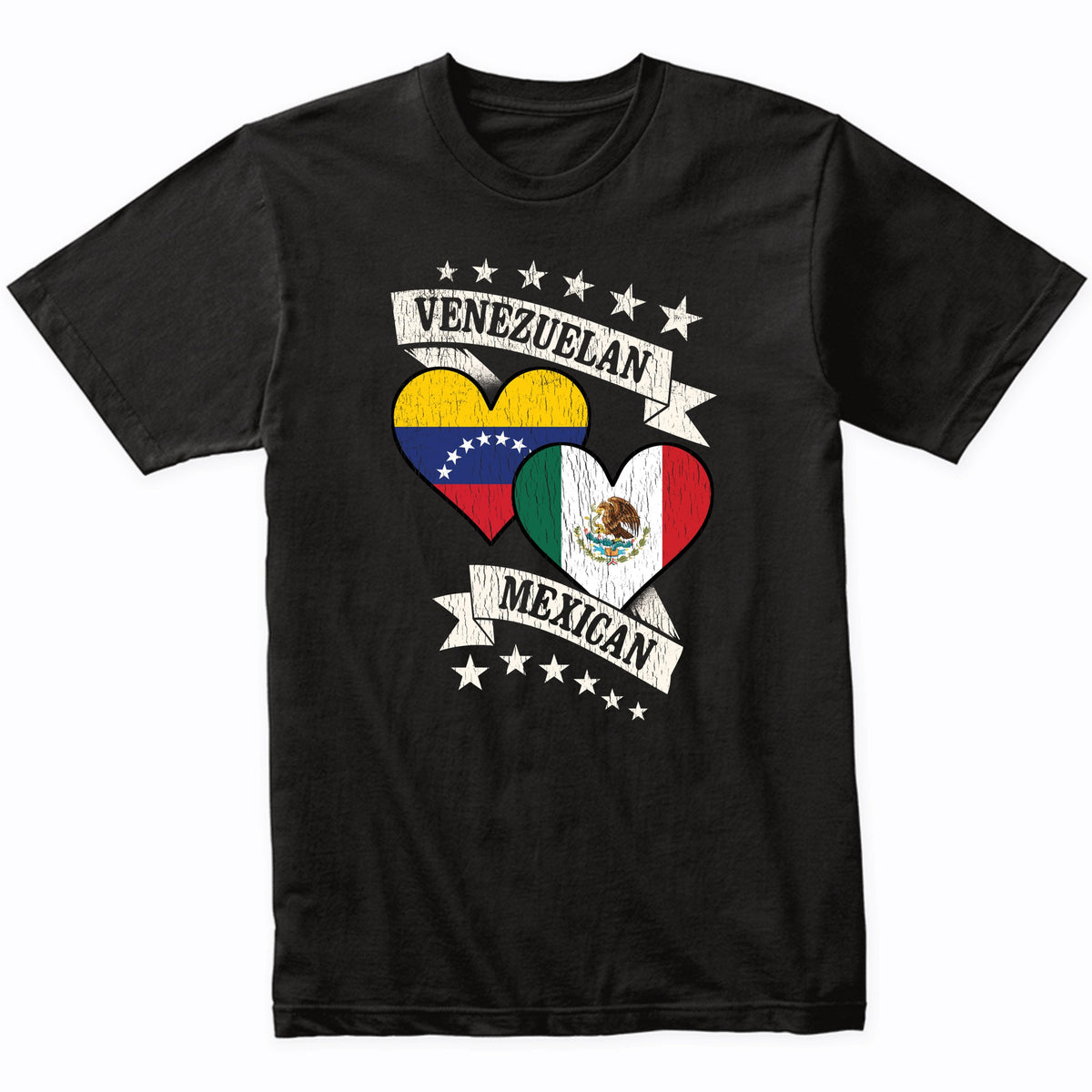 Venezuela Mexican Heart Flags Venezuela Mexico T-Shirt