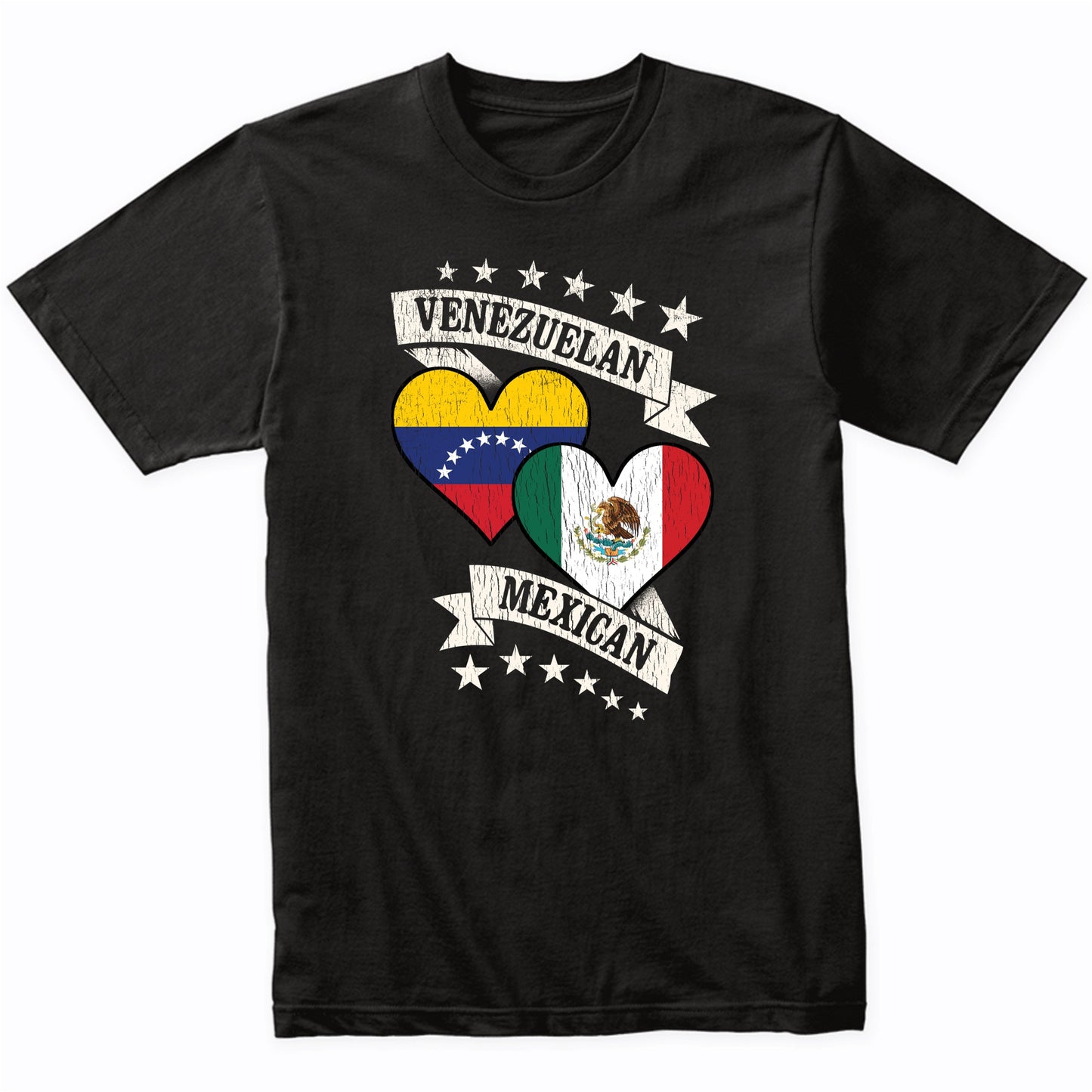 Venezuela Mexican Heart Flags Venezuela Mexico T-Shirt