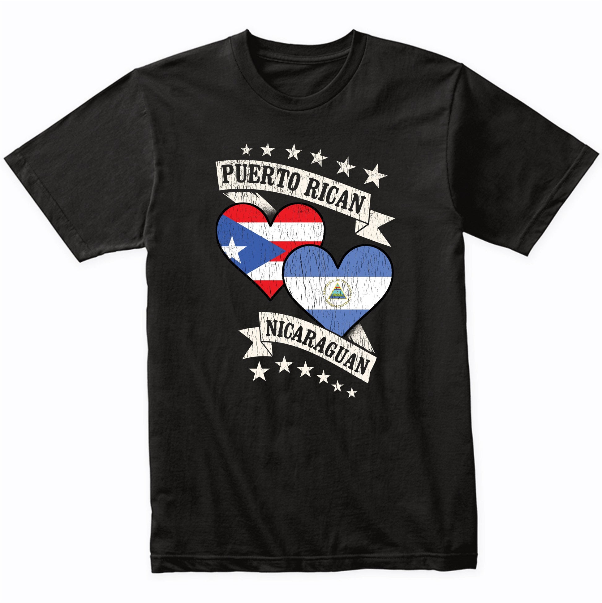 Puerto Rican Nicaraguan Heart Flags Puerto Rico Nicaragua T-Shirt