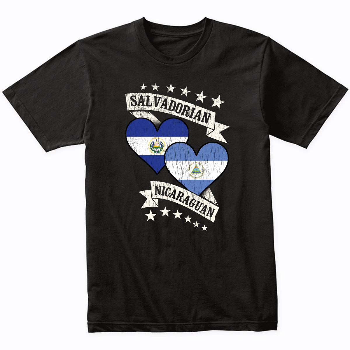 Salvadorian Nicaraguan Heart Flags El Salvador Nicaragua T-Shirt