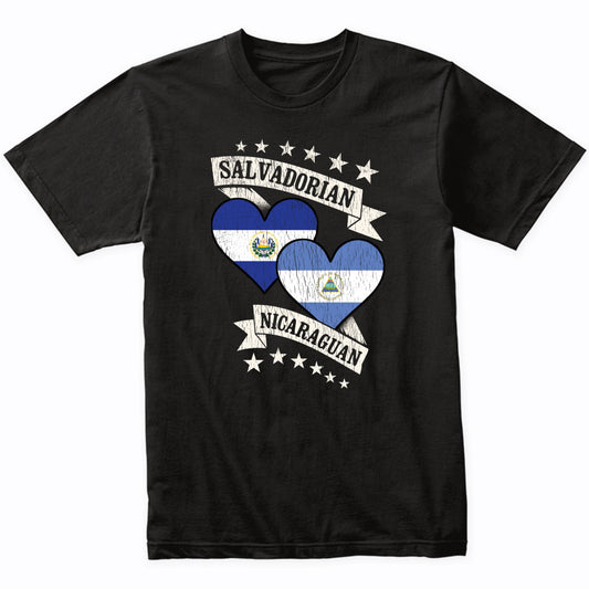 Salvadorian Nicaraguan Heart Flags El Salvador Nicaragua T-Shirt