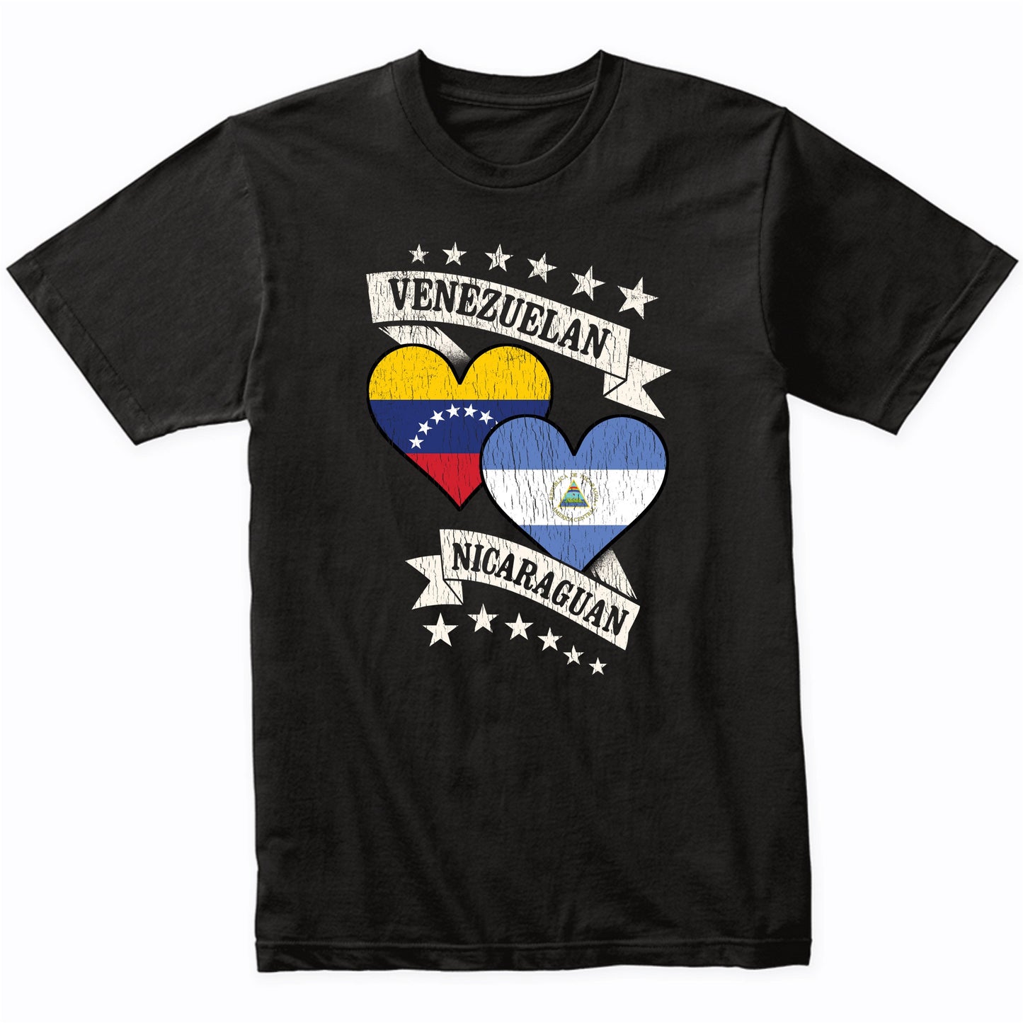 Venezuelan Nicaraguan Heart Flags Venezuela Nicaragua T-Shirt