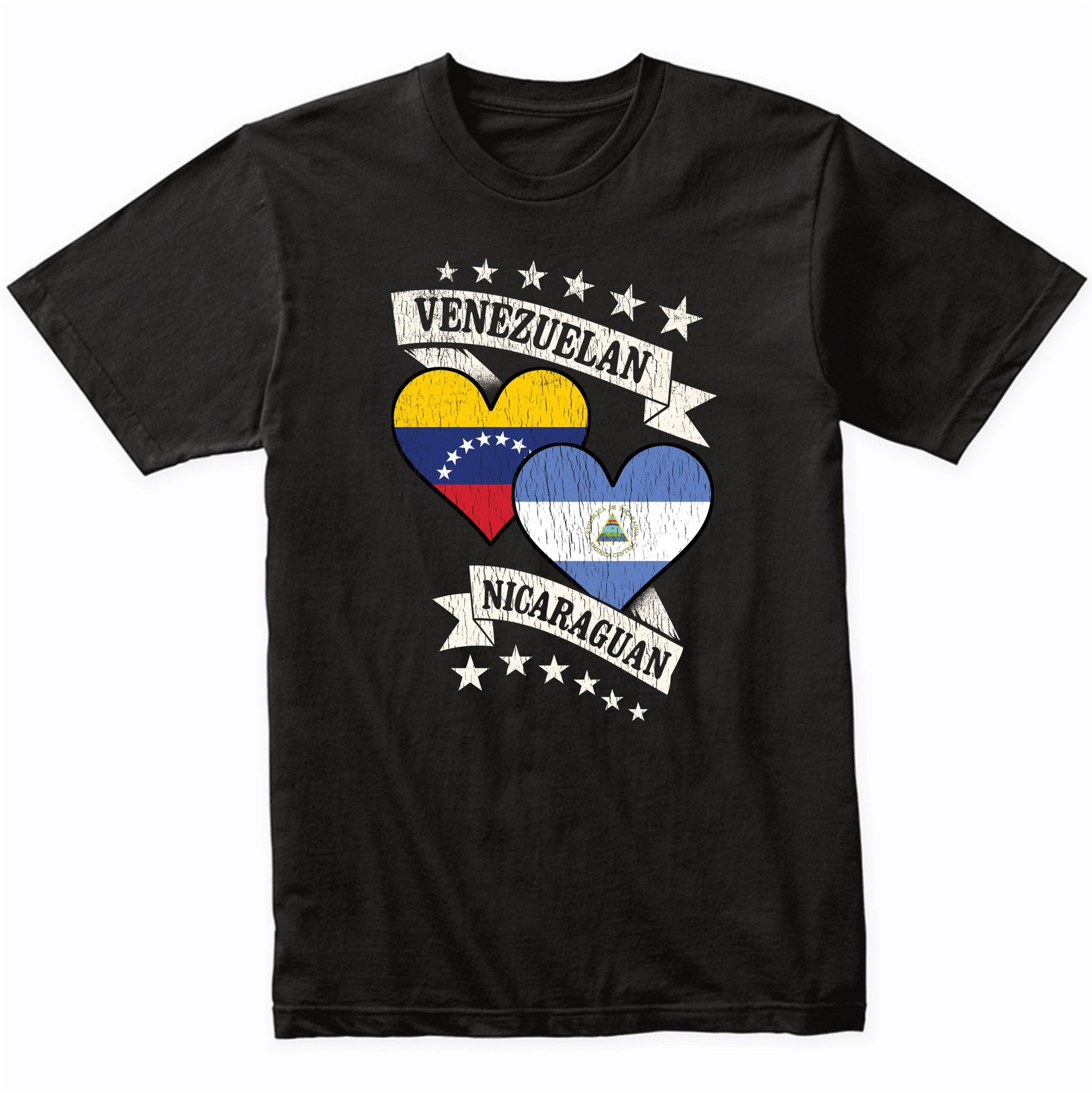 Venezuelan Nicaraguan Heart Flags Venezuela Nicaragua T-Shirt