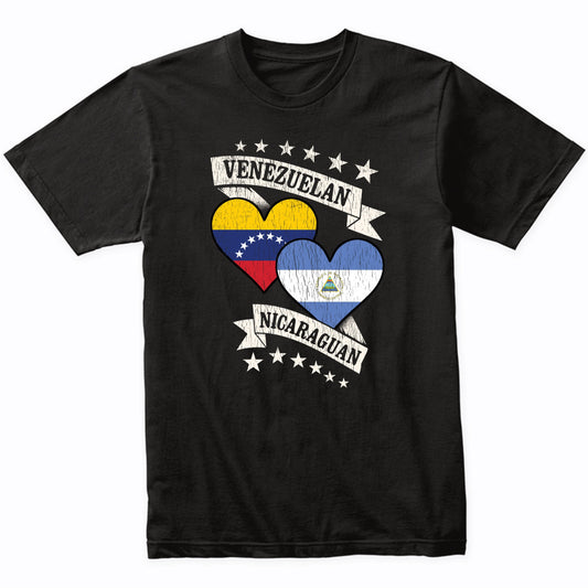 Venezuelan Nicaraguan Heart Flags Venezuela Nicaragua T-Shirt