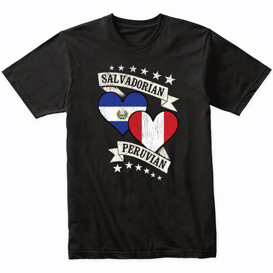 Salvadorian Peruvian Heart Flags El Salvador Peru T-Shirt