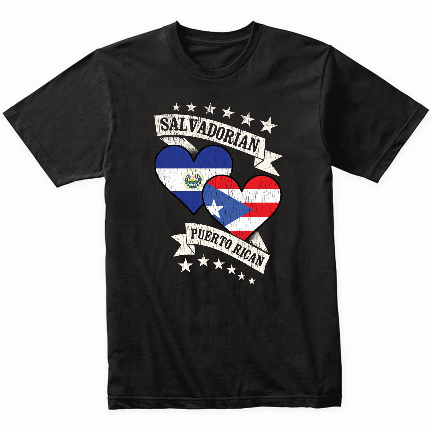 Salvadorian Puerto Rican Heart Flags El Salvador Puerto Rico T-Shirt