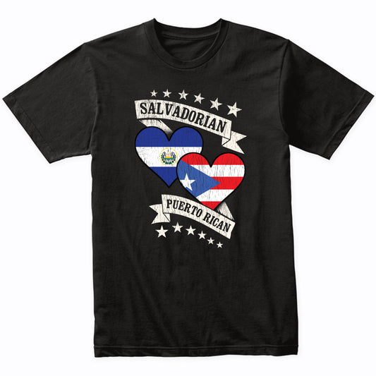 Salvadorian Puerto Rican Heart Flags El Salvador Puerto Rico T-Shirt