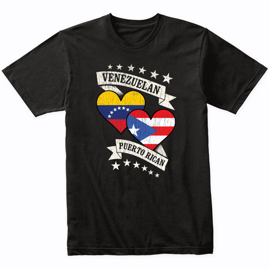 Venezuelan Puerto Rican Heart Flags Venezuela Puerto Rico T-Shirt