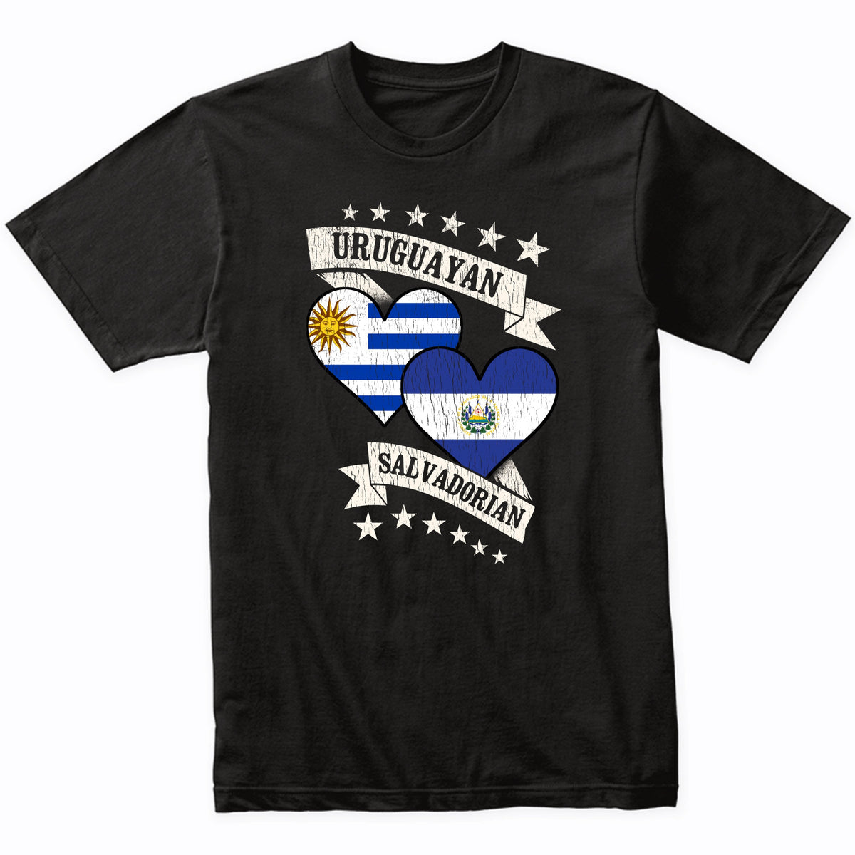 Uruguayan Salvadorian Heart Flags Uruguay El Salvador T-Shirt