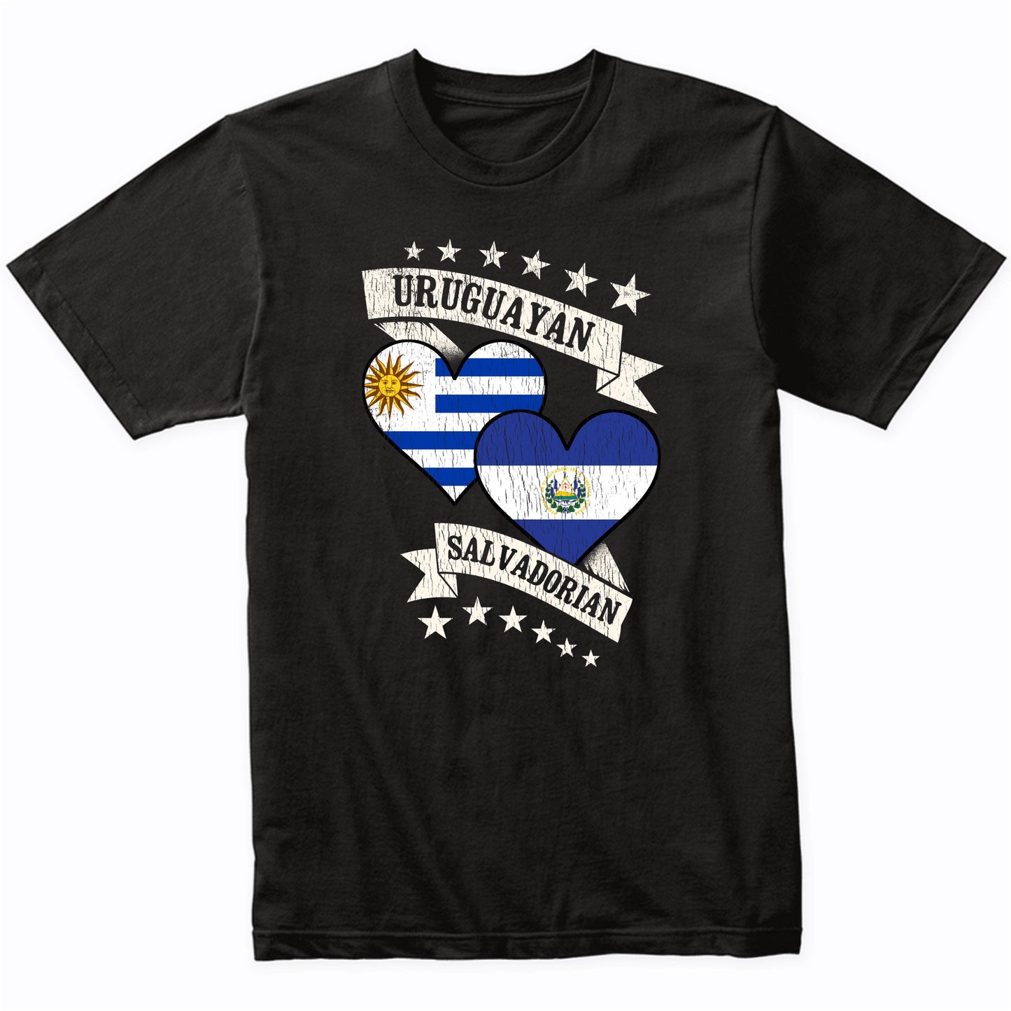 Uruguayan Salvadorian Heart Flags Uruguay El Salvador T-Shirt