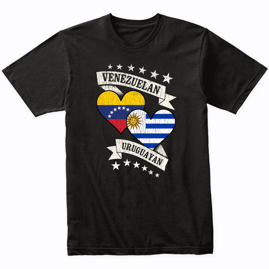 Venezuelan Uruguayan Heart Flags Venezuela Uruguay T-Shirt