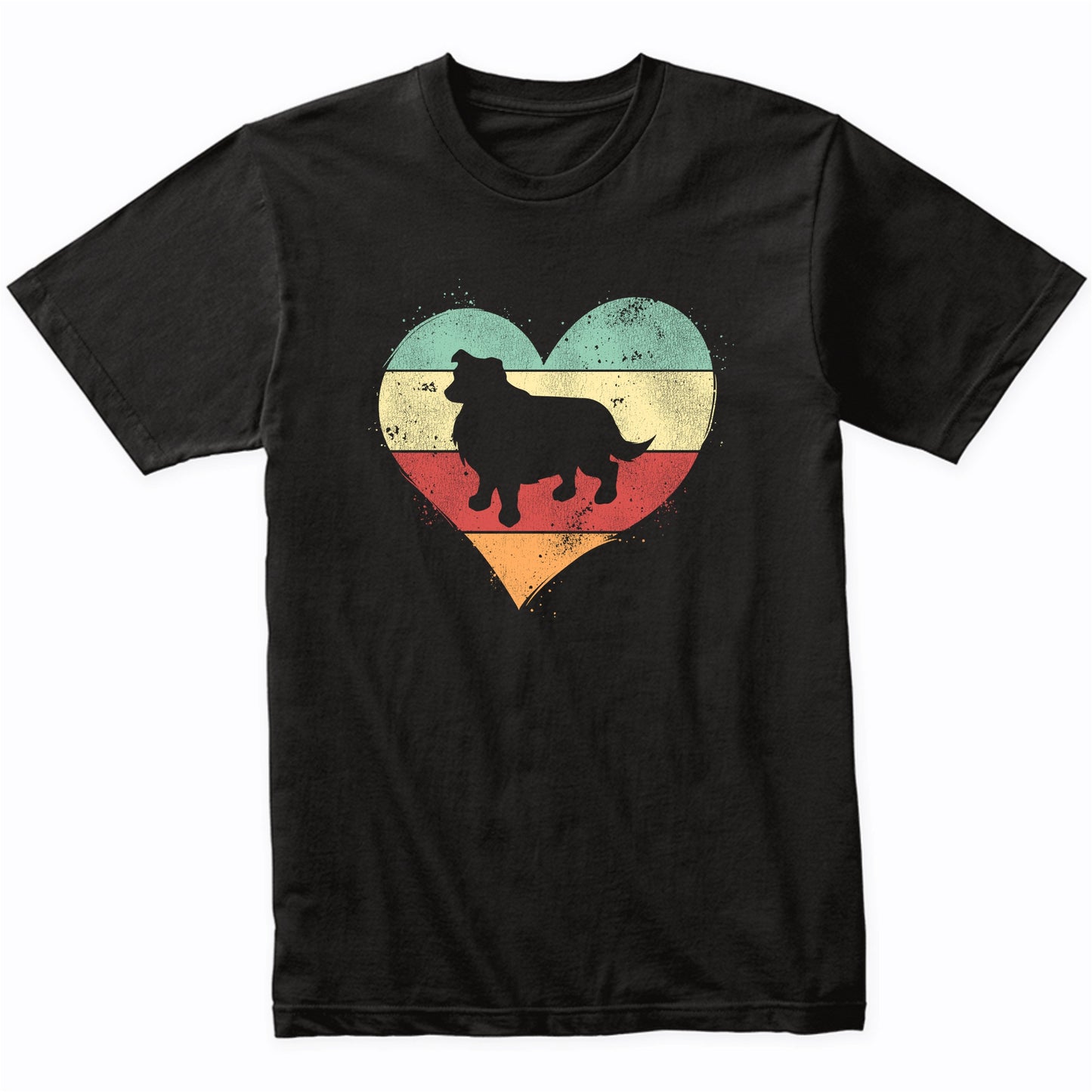 Retro Heart Aussie Dog Breed Silhouette Dog Owner Love T-Shirt