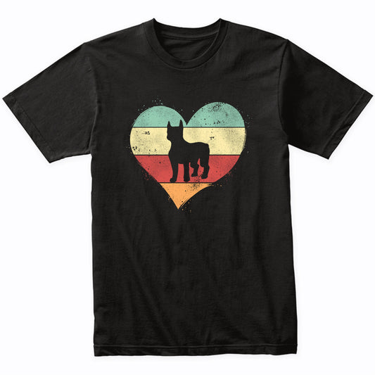 Retro Heart Boston Terrier Dog Breed Silhouette Dog Owner Love T-Shirt