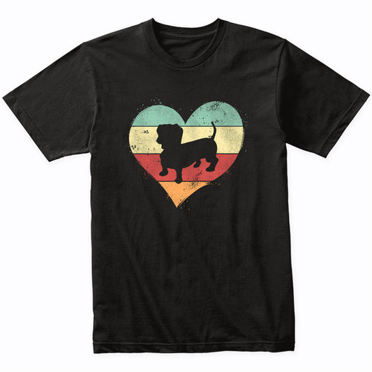 Retro Heart Dachshund Dog Breed Silhouette Dog Owner Love T-Shirt