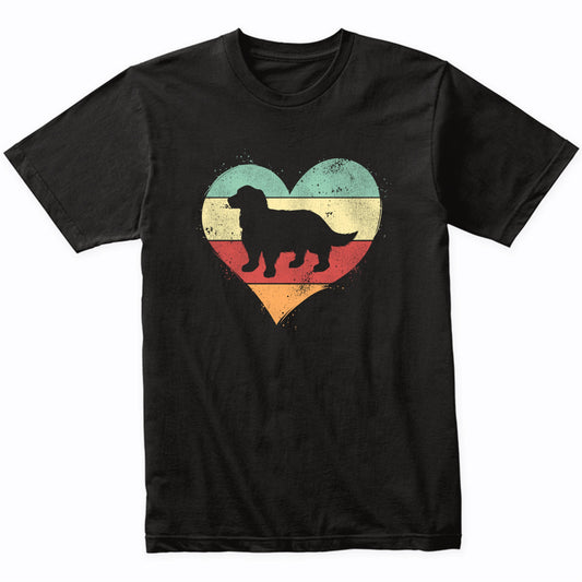 Retro Heart English Springer Spaniel Dog Breed Silhouette Dog Owner Love T-Shirt