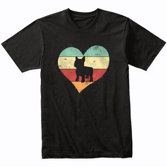 Retro Heart French Bulldog Dog Breed Silhouette Dog Owner Love T-Shirt