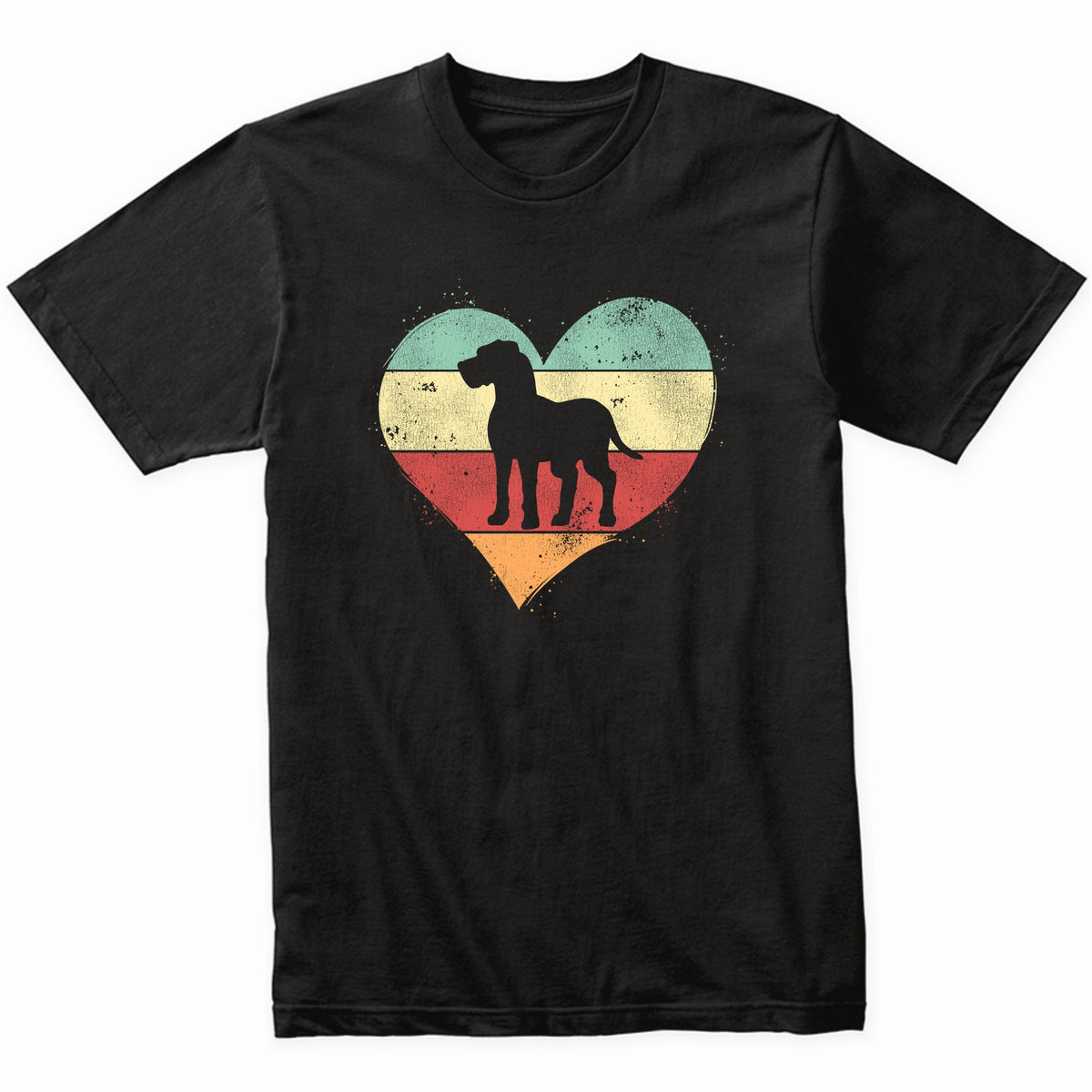 Retro Heart Great Dane Dog Breed Silhouette Dog Owner Love T-Shirt