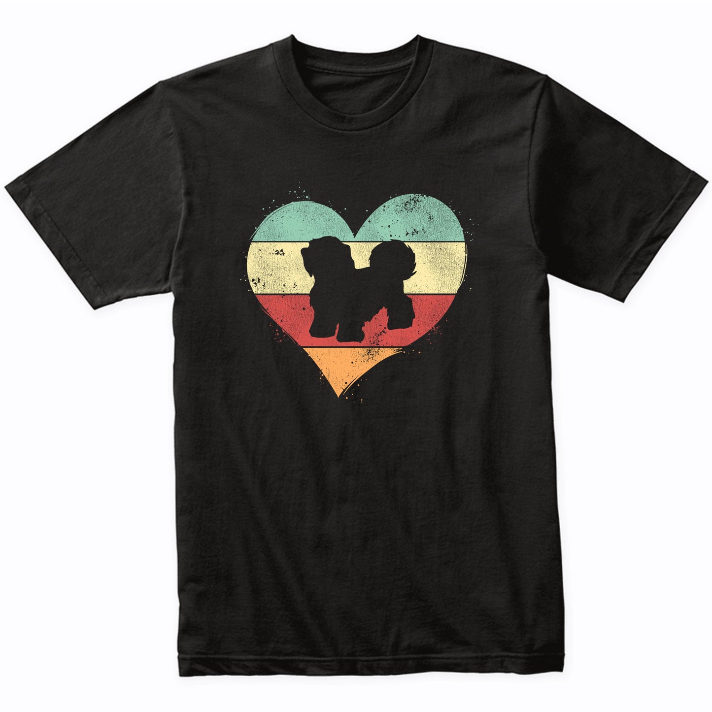 Retro Heart Havanese Dog Breed Silhouette Dog Owner Love T-Shirt