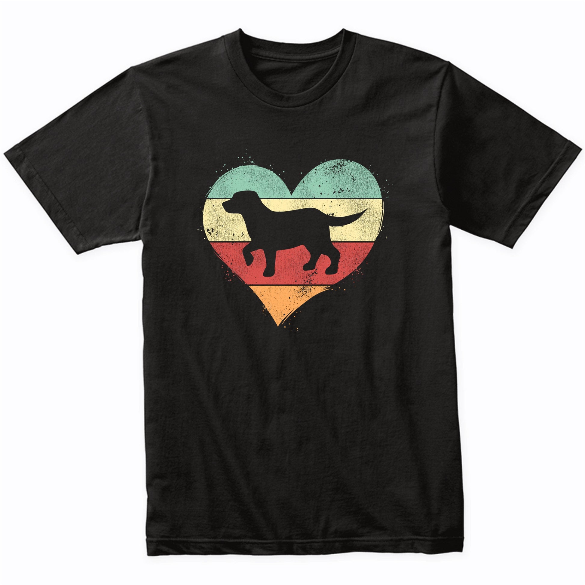 Retro Heart Labrador Retriever Dog Breed Silhouette Dog Owner Love T-Shirt