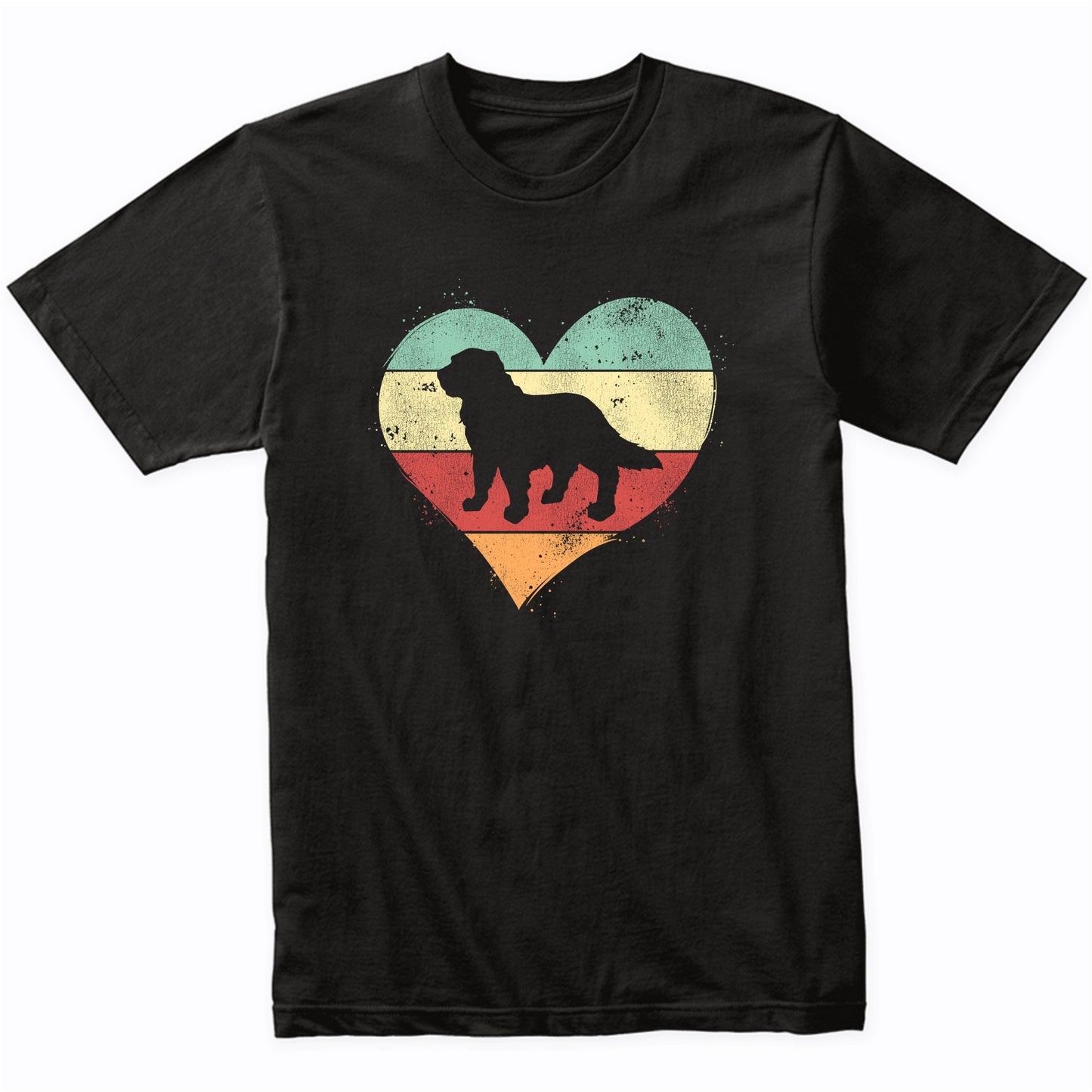 Retro Heart Newfoundland Dog Breed Silhouette Dog Owner Love T-Shirt