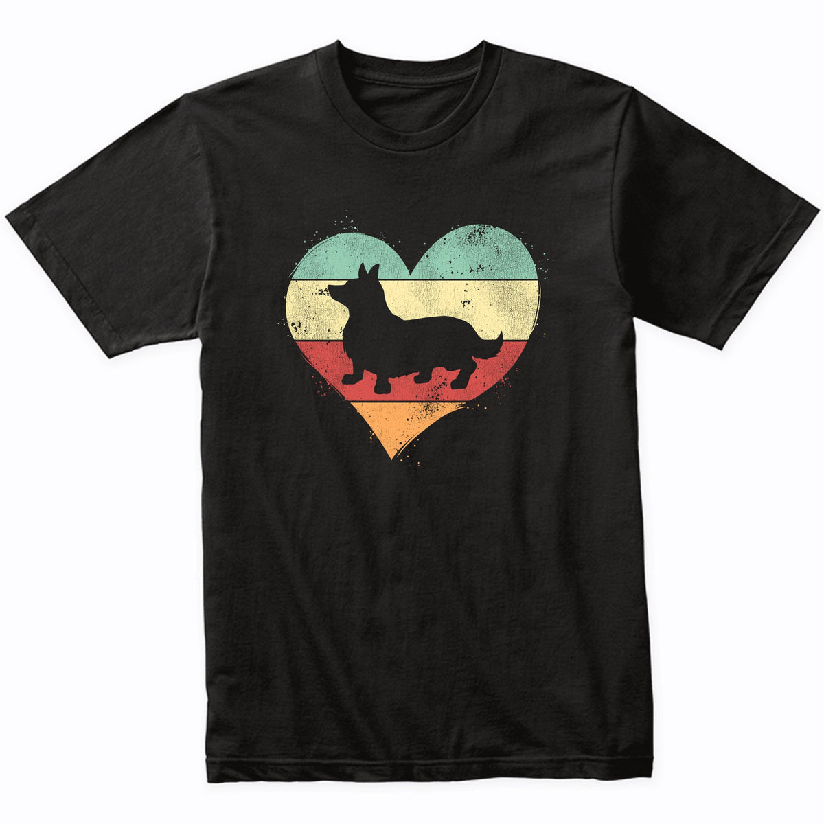 Retro Heart Pembroke Welsh Corgi Dog Breed Silhouette Dog Owner Love T-Shirt