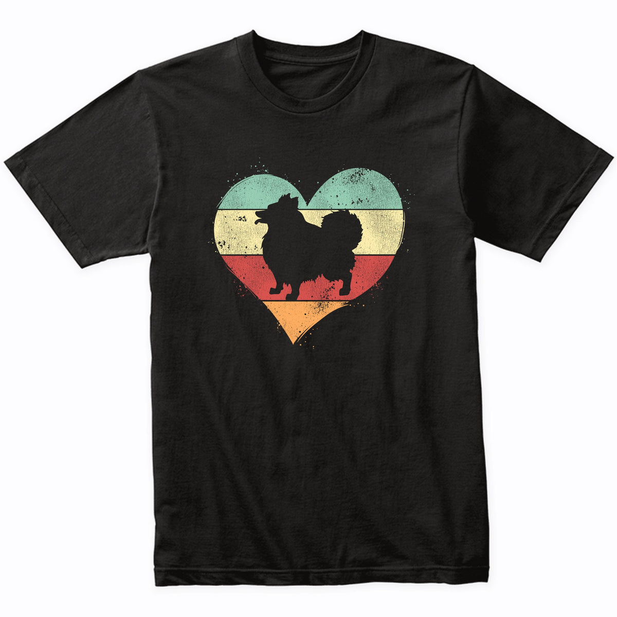 Retro Heart Pomeranian Dog Breed Silhouette Dog Owner Love T-Shirt