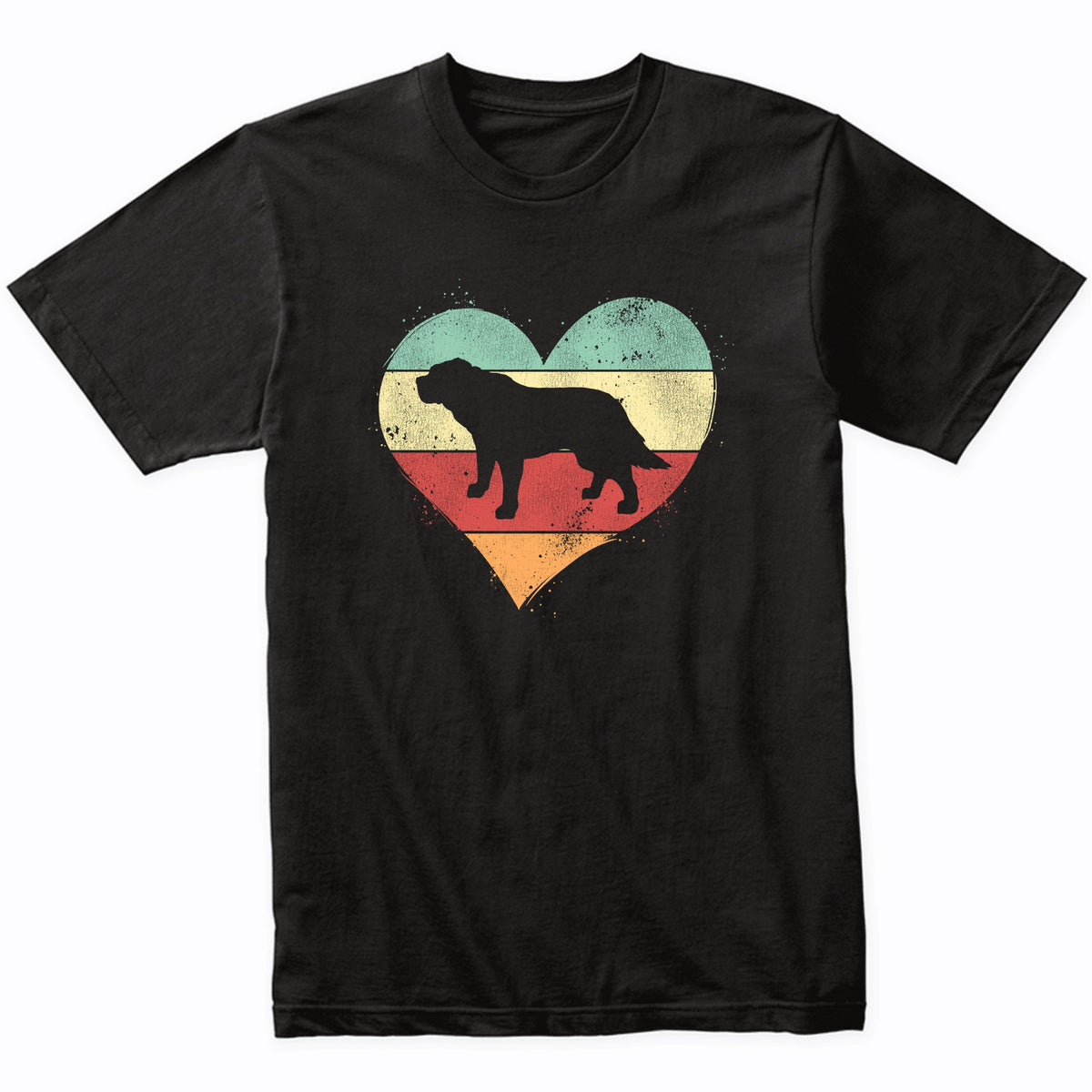 Retro Heart St. Bernard Dog Breed Silhouette Dog Owner Love T-Shirt